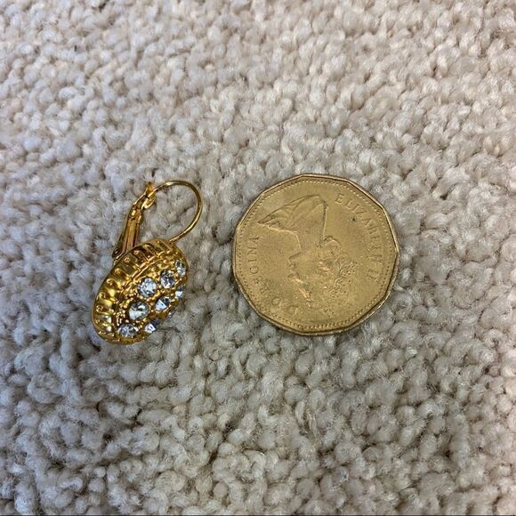 GOLD dangling rhinestone embellished earrings - Picture 7 of 8